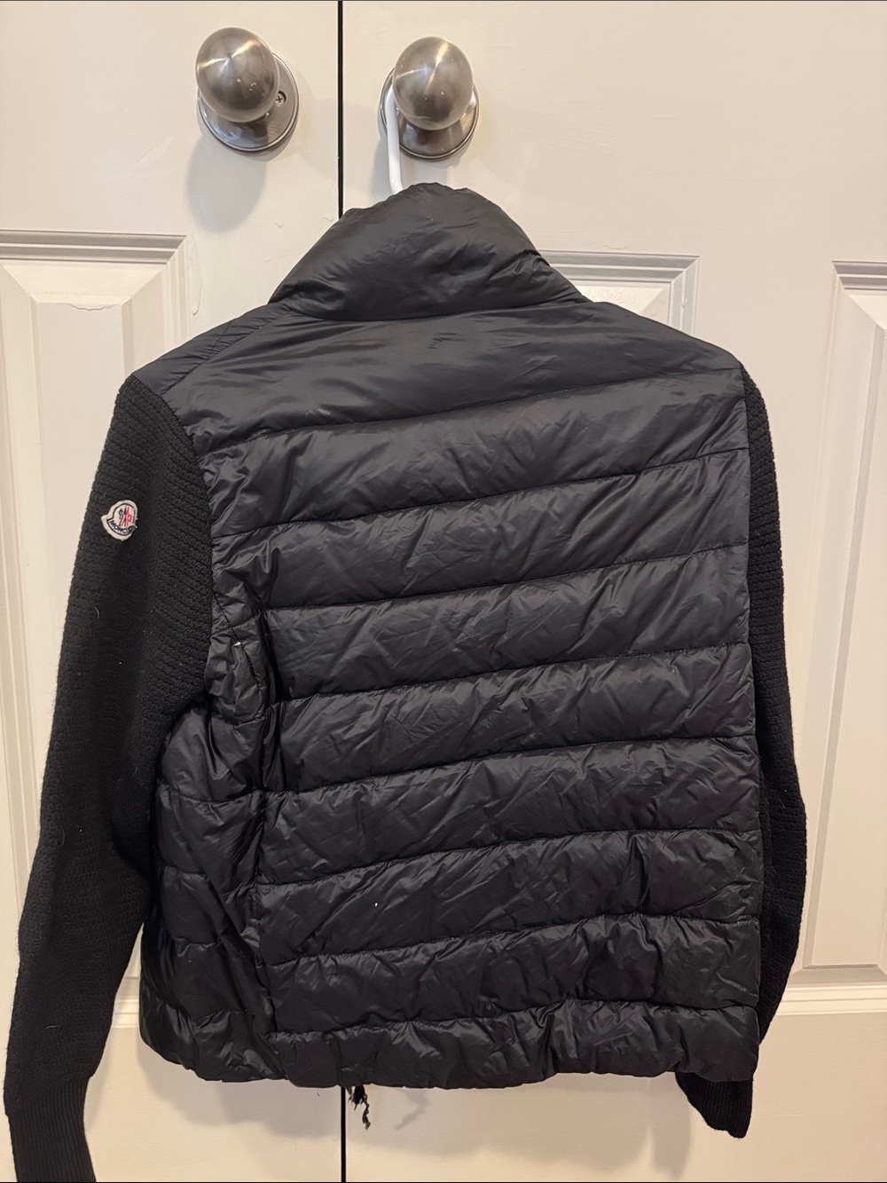 Authentic verified Moncler Black Quilted Puffer Jacket with Knit Sleeves - Picture 6 of 8